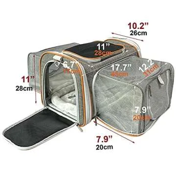 Mr. Peanut's Platinum Series Double Expandable Airline Approved Soft Sided Pet Carrier, Luxury Trave...