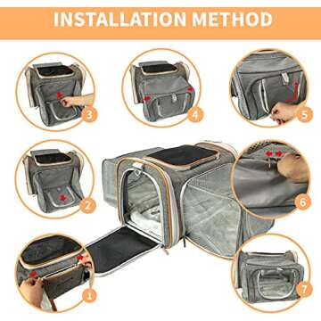 Mr. Peanut's Platinum Series Double Expandable Airline Approved Soft Sided Pet Carrier, Luxury Travel Tote with Premium Self Locking Zippers, 18LX10.4WX11 H