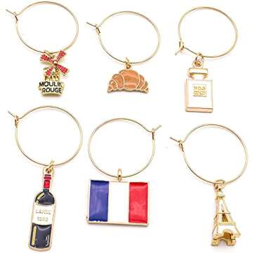Unique France Wine Glass Charms - Perfect Gift for Wine Lovers