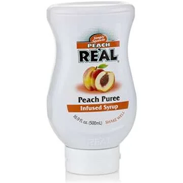 Peach Reàl, Peach Puree Infused Syrup, 16.9 FL OZ Squeezable Bottle (Pack of 1)