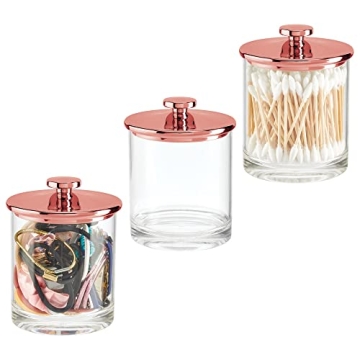 mDesign Small Modern Apothecary Storage Organizer Canister Jars - Acrylic Containers for Bathroom, O...