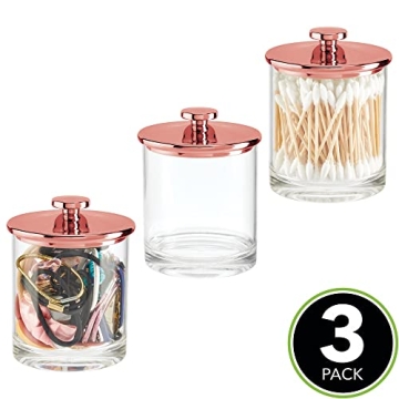 Chic mDesign Apothecary Canister Jars Set of 3 Clear/Rose Gold