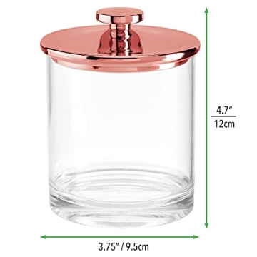 Chic mDesign Apothecary Canister Jars Set of 3 Clear/Rose Gold