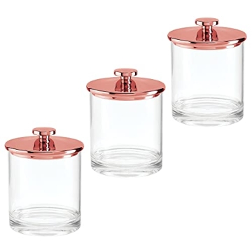 Chic mDesign Apothecary Canister Jars Set of 3 Clear/Rose Gold