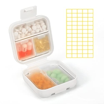 Dynippy Daily Pill Organizer 5 Compartments Portable Moisture Proof Small Pill Case for Pocket Purse...