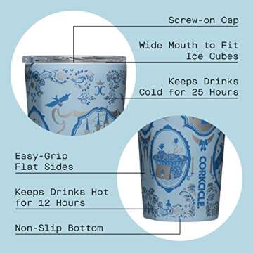 Corkcicle x Disney Princess Cinderella Classic Insulated Coffee Mug with Lid, 16 oz – Stainless St...