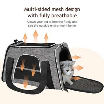 HiCaptain Soft Cat Carrier with Top Mesh Window - Pet Carrier Breathable for Medium Cats and Small D...