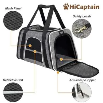 HiCaptain Soft Carrier for Medium Cats and Small Dogs - Gray