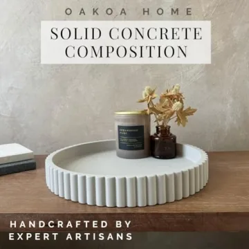 Buy OAKOA Round Decorative Concrete Tray for Stylish Homes