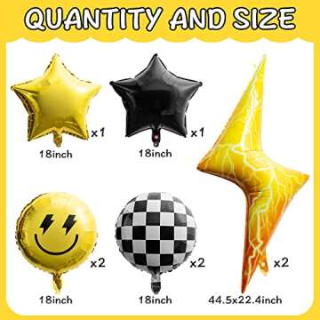 Wood Homing 8PCS 18 Inch Smile Party Checkered Helium Balloons, Yellow Smile Face Prppy Theme Birthd...