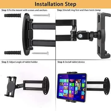 Mippko Foldable Tablet Wall Mount Holder for 7~12.9 inch Tablets iPad/Nexus/LG G Pads/e-Reader/Switch, Adjustable Extension Articulating Arm Swivels Mount (Black)