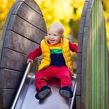 Tphon Non Slip Toddler Socks 12 Pairs Infant Baby Kids Grip Socks for Boy Girls Anti Skid Ankle Socks for 1-3 Year Children