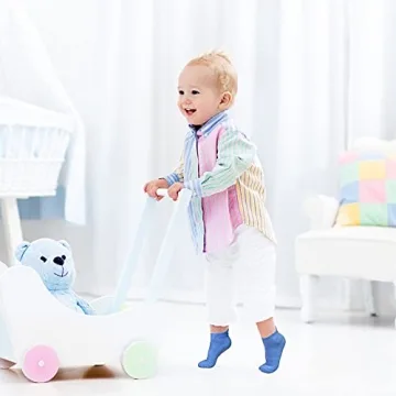 Tphon Non Slip Toddler Socks 12 Pairs Infant Baby Kids Grip Socks for Boy Girls Anti Skid Ankle Socks for 1-3 Year Children