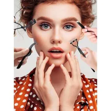 EBANKU 7pcs Eyelash Comb Brush Tools Eyebrow Brush Comb Eyelash Separator Tool Professional Eye Brow Spoolie Brushes for Makeup Grooming Eyelash Curler Silicone Refill Pads Tweezers Scissors