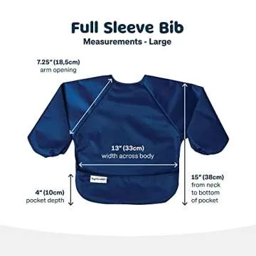 Tiny Twinkle Mess Proof Baby Bib, 2 Pack Long Sleeve Bib Outfit, Waterproof Bibs for Toddlers, Machine Washable, Tug Proof (Grey Indigo, Large 2-4 Years)
