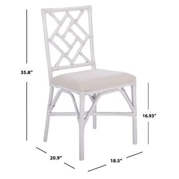 SAFAVIEH Home Bhumi Coastal White Rattan Accent Chair with Cushion (Set of 2)