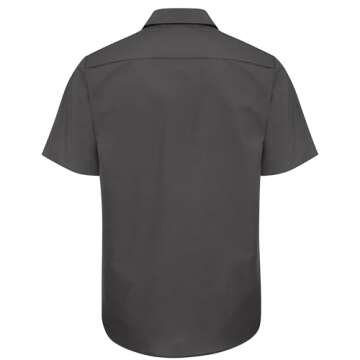 Red Kap Men's Standard Industrial Work Shirt, Regular Fit, Short Sleeve, Charcoal, X-Large