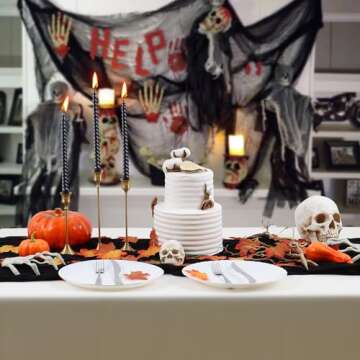 Twakashic 2 Pack 13Ft Cheesecloth Table Runner, Boho Rustic Gauze Black Table Runner 35" x 160" Long for Wedding Baby/Bradal First Communion Centerpiece Table Decorations