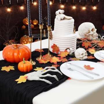 Twakashic 2 Pack 13Ft Cheesecloth Table Runner, Boho Rustic Gauze Black Table Runner 35" x 160" Long for Wedding Baby/Bradal First Communion Centerpiece Table Decorations