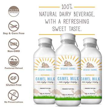 Organic Fresh Frozen Camel Milk - Fresh Flavor with Health Benefits - Pure & Natural Grade A -Allergen Free Milk from Healthy Camels in Midwest - Made In The USA [6 Pack]