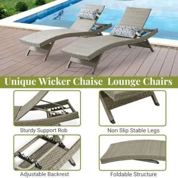 79 Long Reclining Chaise Lounges Set of 2 with Cushions