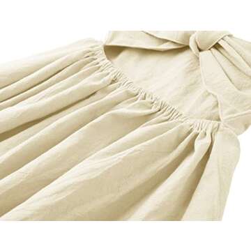 LYXIOF Toddler Baby Girl Cotton Linen Summer Dress Ruffle Sleeve Back Bowknot Kids Beach Dresses