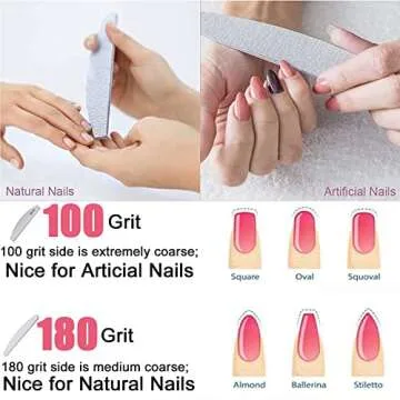 16pcs Nail File Buffer Set - 10pcs 100/180 Grit Sharp Coarse Nail Files, 6pcs Colors Rough Nail Buffer Polishing Nail Art Pedicure Manicure Tool