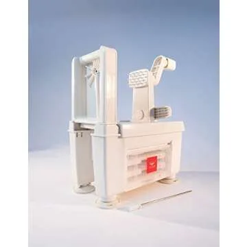 Paderno World Cuisine 4-Blade Folding Vegetable Slicer / Spiralizer Pro, Counter-Mounted and includes 4 Different Stainless Steel Blades