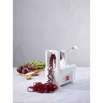 Paderno World Cuisine 4-Blade Folding Vegetable Slicer / Spiralizer Pro, Counter-Mounted and includes 4 Different Stainless Steel Blades