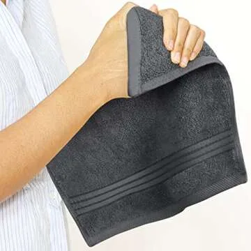 Utopia Towels 12 Pack Premium Wash Cloths Set (12 x 12 Inches) 100% Cotton Ring Spun, Highly Absorbent and Soft Feel Washcloths for Bathroom, Spa, Gym, and Face Towel (Grey)