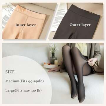 Bontierie Women Fleece Lined Tights High Waisted Thermal Pantyhose Leggings Warm Thick Thermal Tights for Winter