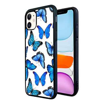 FANXI Blue Butterfly iPhone Case for 11 6.1 Inch - Shockproof Protective Cute Cool Blue Butterflies ...