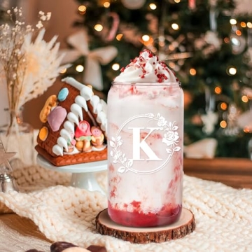 Monogrammed Glass Cups Personalized Gifts for Women 16oz