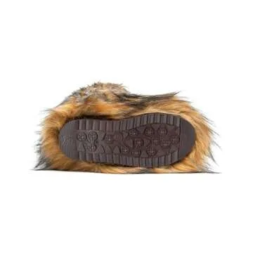 IXU Women's Faux Fur Boot Furry Fluffy Round Toe Suede Winter Comfy Plush Warm Short Outdoor Indoor Flat Shoes Knee-High Boots