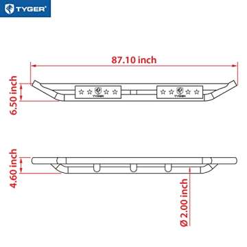 TYGER Star Armor Side Step Rails for Jeep Gladiator