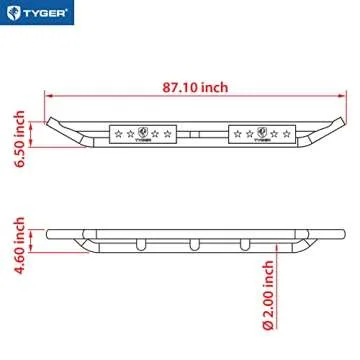 TYGER Star Armor Side Step Rails for Jeep Gladiator