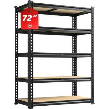 Durable 5 Tier REIBII Garage Shelves - 2020LBS Capacity