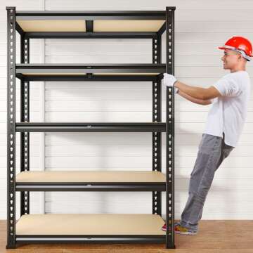 Durable 5 Tier REIBII Garage Shelves - 2020LBS Capacity