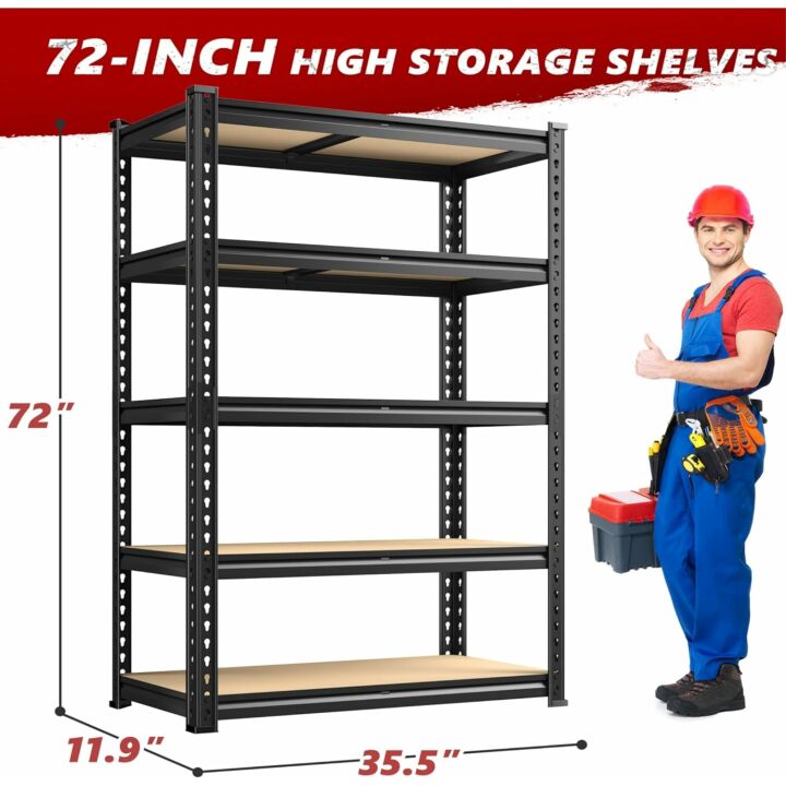 Durable 5 Tier REIBII Garage Shelves - 2020LBS Capacity