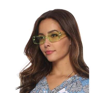 FEISEDY Retro Rectangle Sunglasses Women Men Vintage 90s Small Glasses Thick Narrow Fashion Y2K Plas...