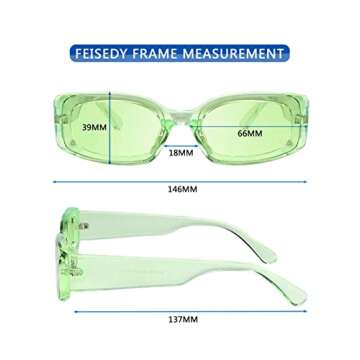 FEISEDY Retro Rectangle Sunglasses Women Men Vintage 90s Small Glasses Thick Narrow Fashion Y2K Plastic Glasses B2462