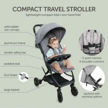 Compact Baby Travel Stroller with Canopy & Easy Fold