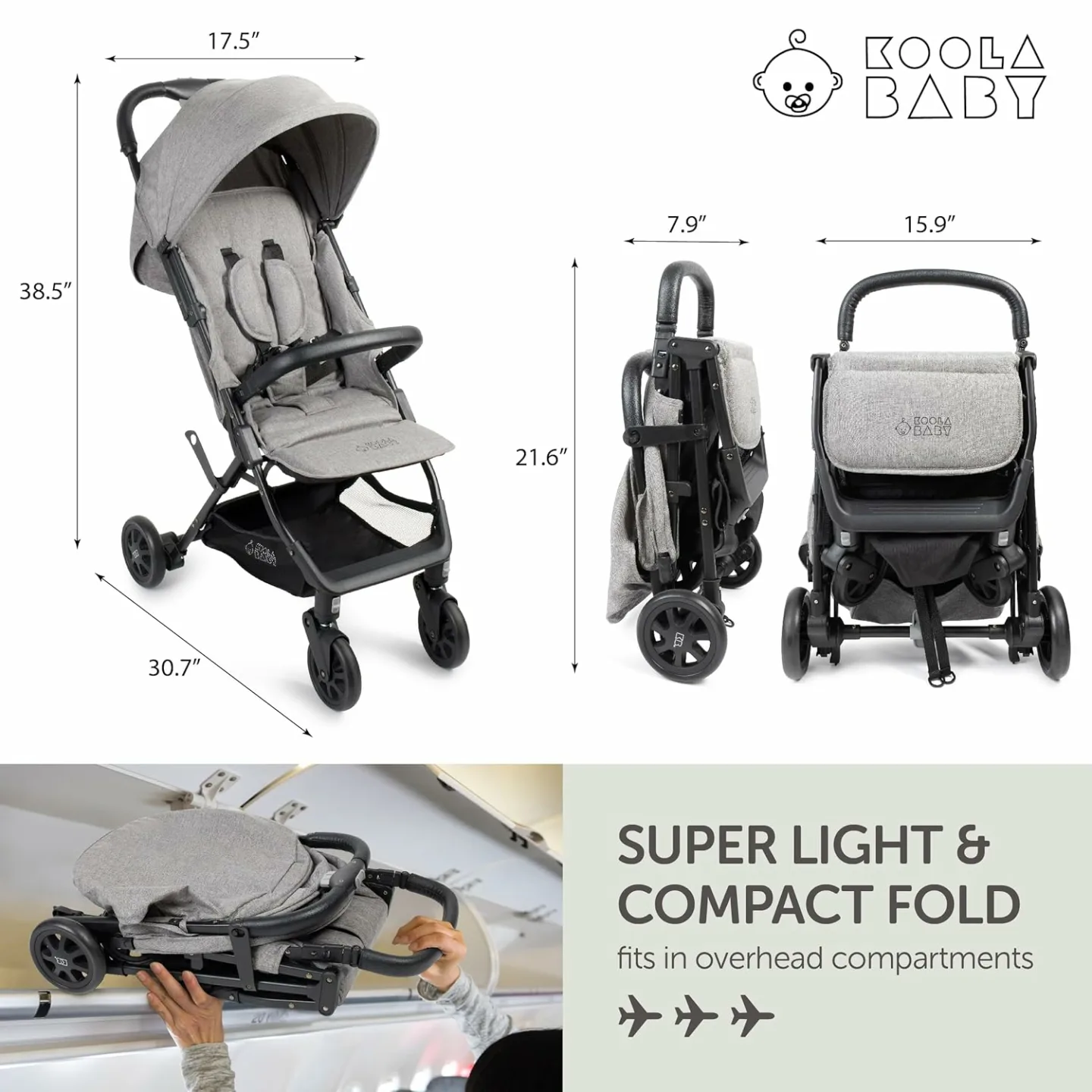 Compact Baby Travel Stroller with Canopy & Easy Fold