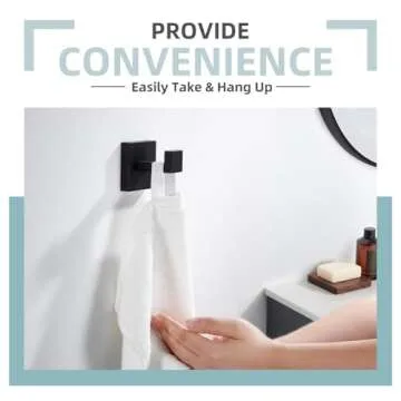 Angle Simple Towel Hook Matte Black, SUS 304 Stainless Steel Coat Robe Hook, Bathroom Hand Towel Hanger for Wall