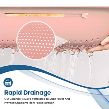 Collapsible Colander Kitchen Extendable Strainer Fruits Vegetables Noodle Pasta Food Drain Basket Space-Saver Portable Drainer Over Sink (1, 4#Pink)