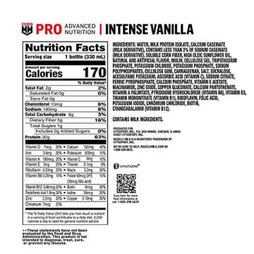 Muscle Milk Pro Advanced Nutrition Protein Shake, Intense Vanilla, 11.16 Fl Oz (Pack of 12), 32g Pro...