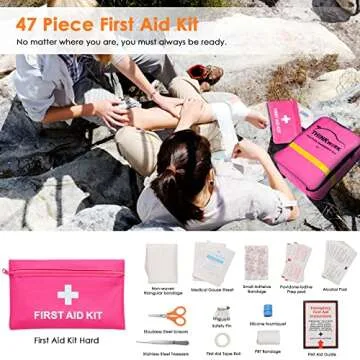 THINKWORK Car Emergency Kit for Teen Girl and Lady's Gifts, Pink Emergency Roadside Assistance kit with Digital Air Compressor, 10FT Jumper, First Aid Kit, and More Ideal Pink Car Accessories Tool -E7