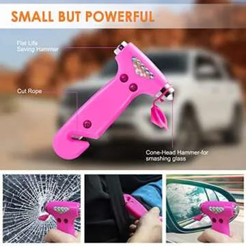 THINKWORK Car Emergency Kit for Teen Girl and Lady's Gifts, Pink Emergency Roadside Assistance kit with Digital Air Compressor, 10FT Jumper, First Aid Kit, and More Ideal Pink Car Accessories Tool -E7