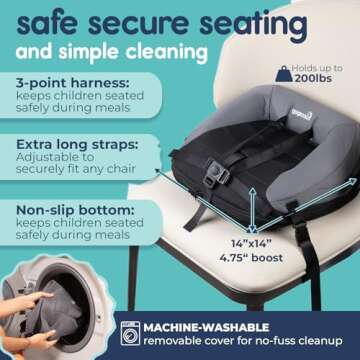 hiccapop ErgoBoost Toddler Booster Seat for Dining Table, Non-Slip Stable Baby Booster Seat for Dining Table, Booster Chair for Toddlers Eating, High Chair Booster Seat for Dining Table