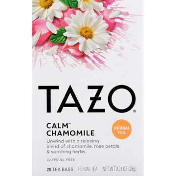 TAZO CALM Chamomile Herbal Tea Bags, Caffeine-Free Blend, 20 Tea Bags